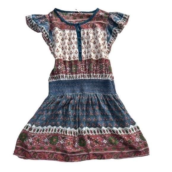 Faherty Bemini Dress Smocked Waist Short Flutter Sleeve with Pocket EUC - Picture 4 of 5